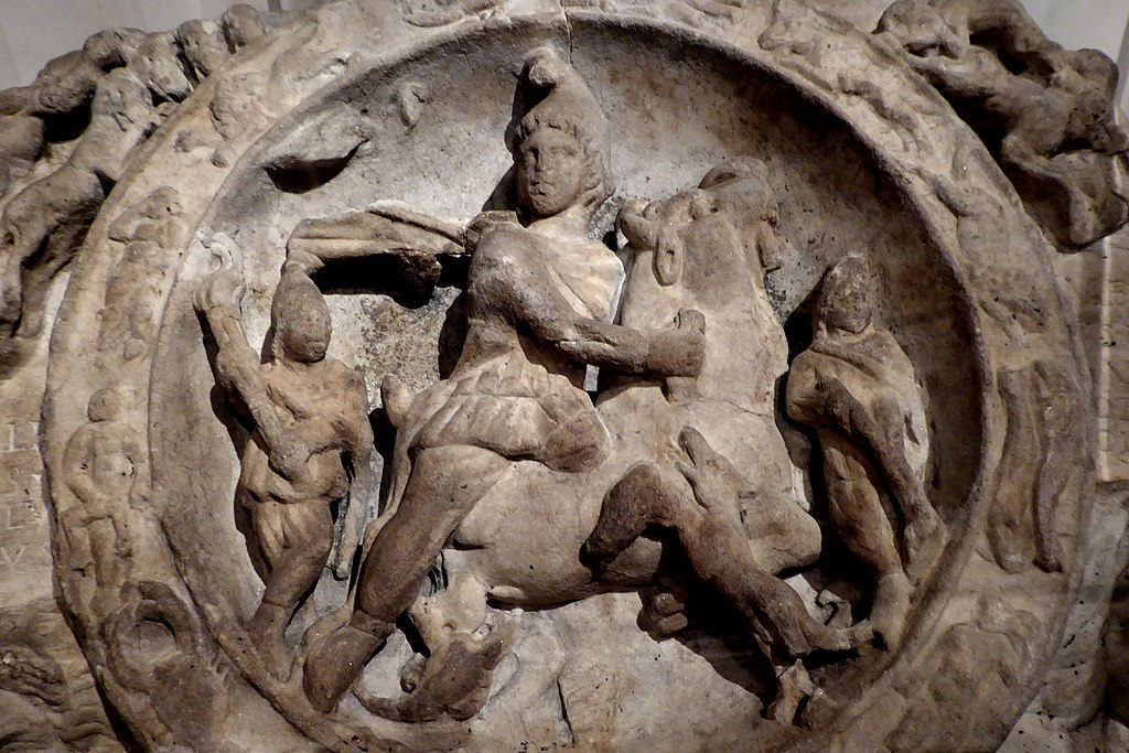 Mithras in the act of killing the astral bull, the Tauroctony.